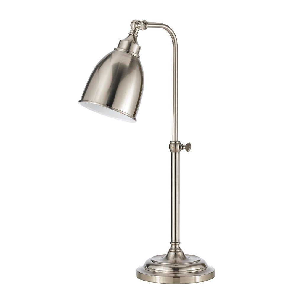 26" Nickel Metal Adjustable Table Lamp With Nickel Dome Shade — view 1