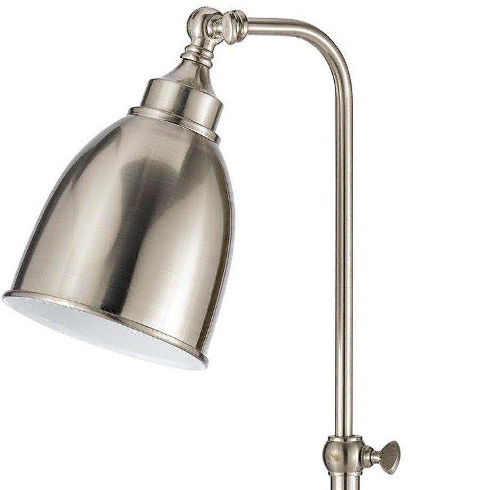 26" Nickel Metal Adjustable Table Lamp With Nickel Dome Shade HomeRoots