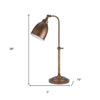 28" Rust Metal Adjustable Table Lamp With Rust Dome Shade