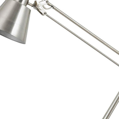 27" Nickel Metal Desk Table Lamp With Nickel Cone Shade HomeRoots