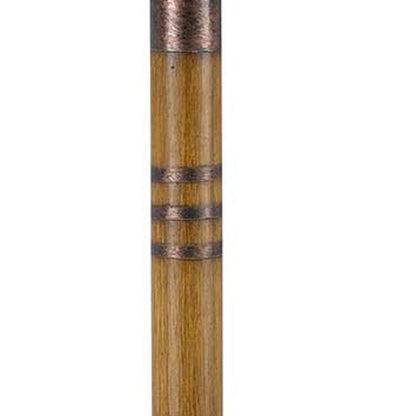 24" Rustic Bronze and Oak Metal Table Lamp With Brown Empire Shade HomeRoots