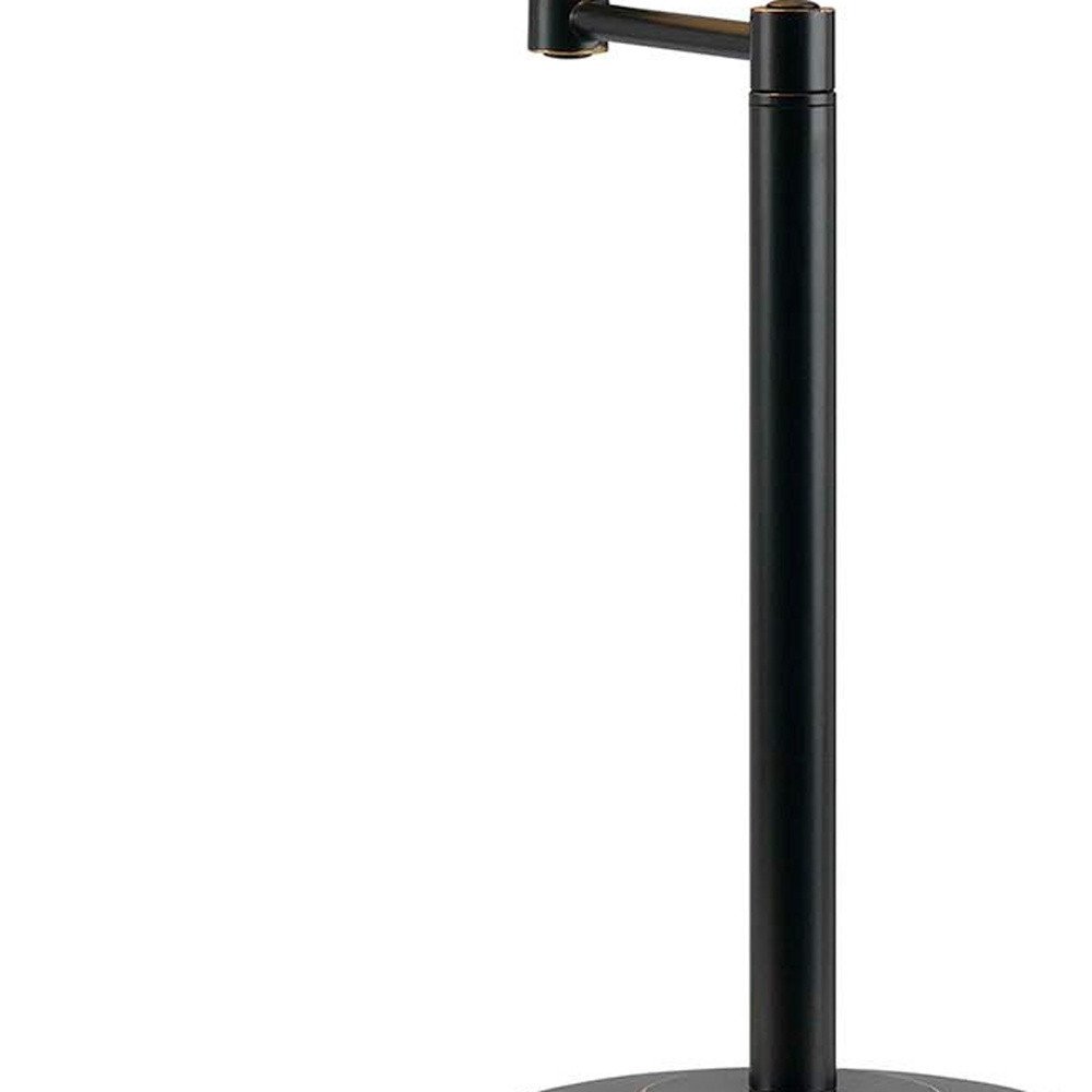 29" Bronze Metal Swing Arm Table Lamp With Off White Empire Shade — view 3