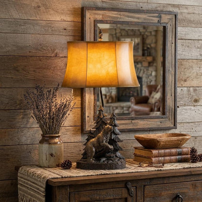 29" Antiqued Bronze Novelty Table Lamp With Brown Bell Shade HomeRoots