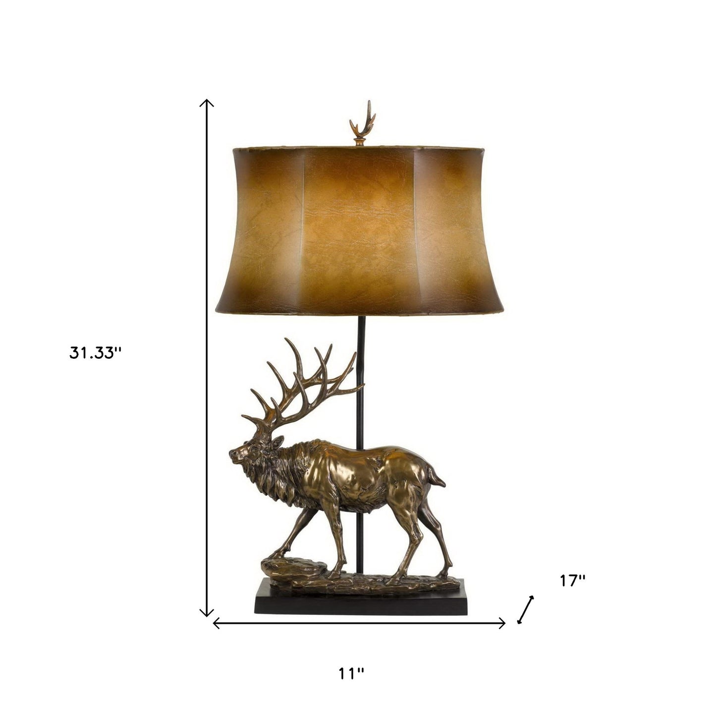 31" Bronze Table Lamp With Brown Bell Shade