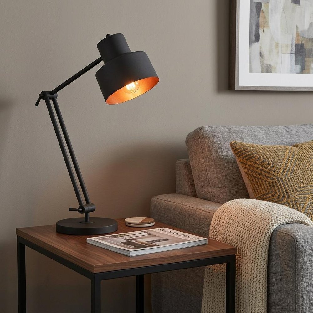 33" Black Metal Adjustable Desk Table Lamp HomeRoots