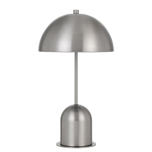 20" Nickel Metal Desk Table Lamp With Nickel Dome Shade HomeRoots