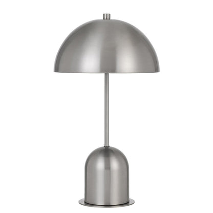 20" Nickel Metal Desk Table Lamp With Nickel Dome Shade HomeRoots