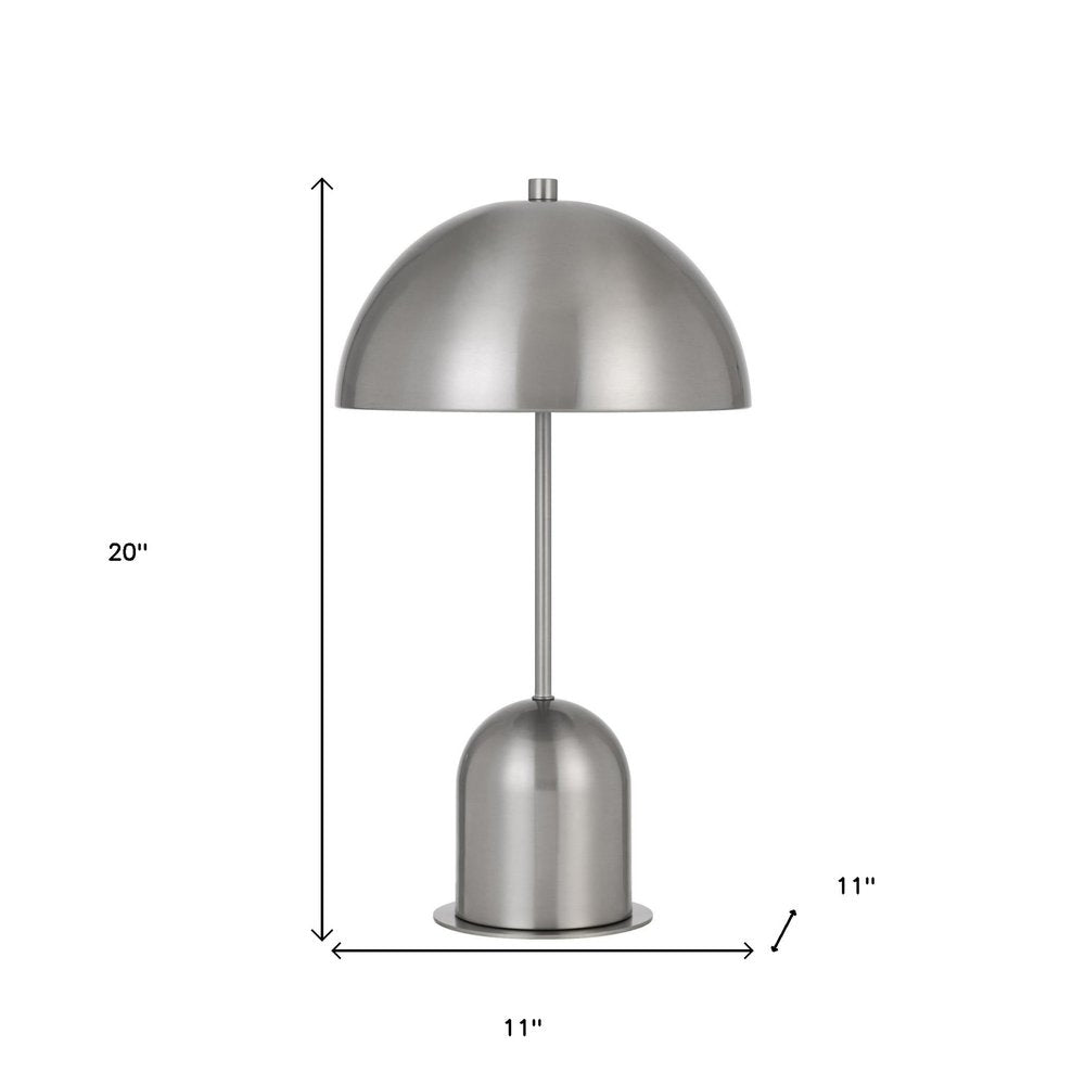 20" Nickel Metal Desk Table Lamp With Nickel Dome Shade HomeRoots