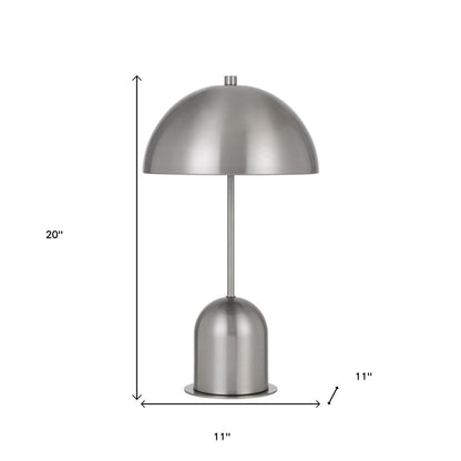 20" Nickel Metal Desk Table Lamp With Nickel Dome Shade HomeRoots
