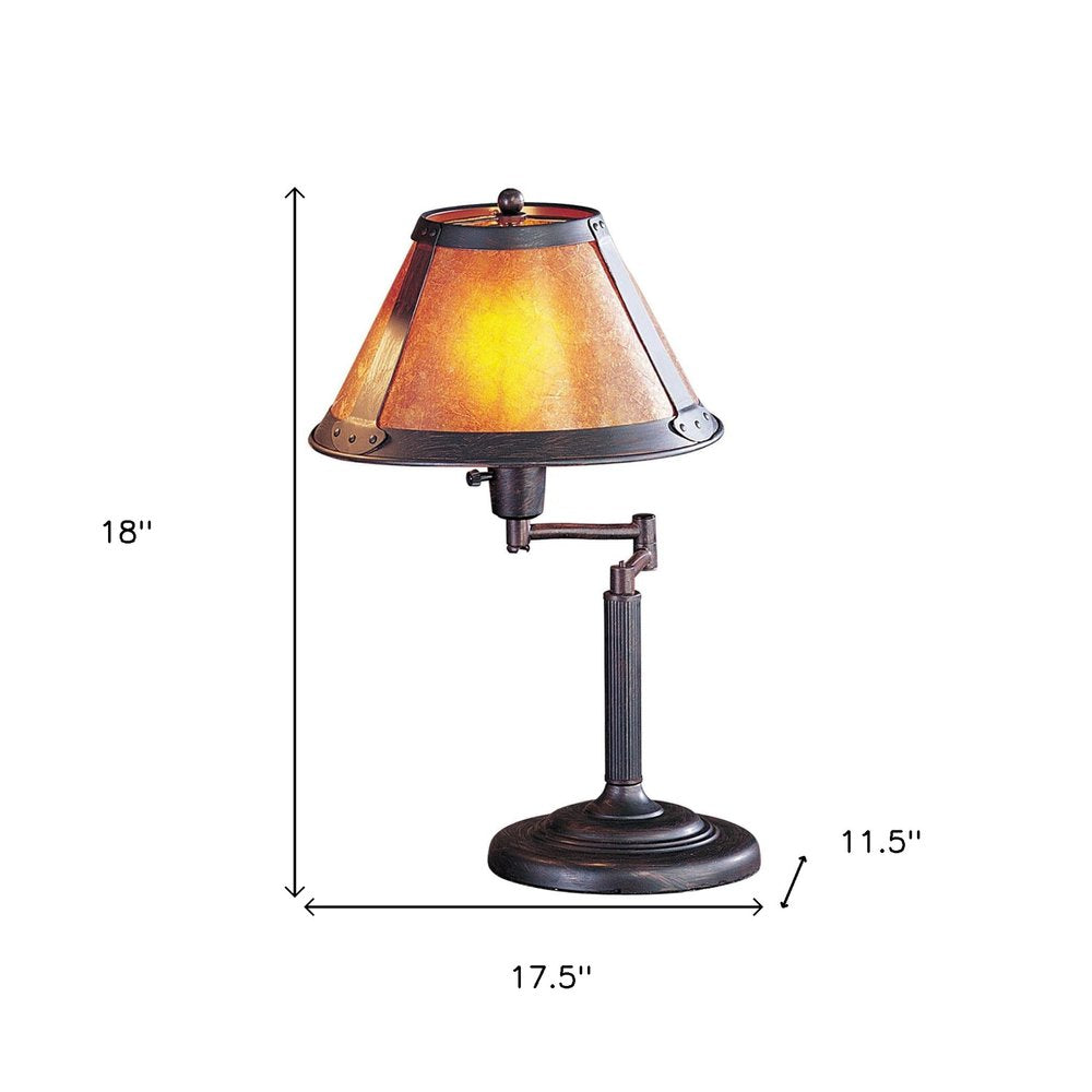 18" Gray Metal Candlestick Table Lamp With Amber Empire Shade HomeRoots