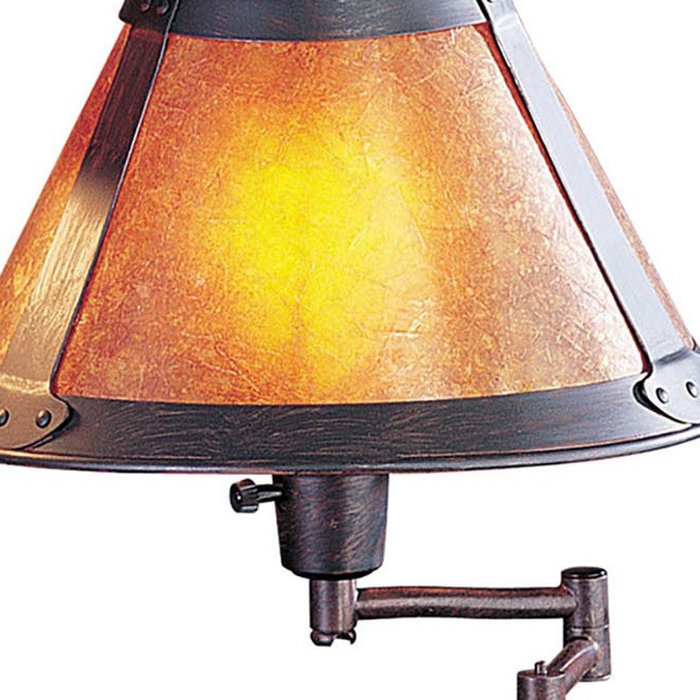 18" Gray Metal Candlestick Table Lamp With Amber Empire Shade — view 3
