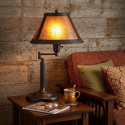 18" Gray Metal Candlestick Table Lamp With Amber Empire Shade HomeRoots