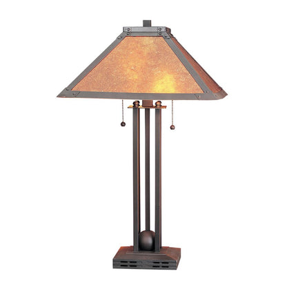 25" Gray Metal Two Light Cylinder Table Lamp With Amber Square Shade HomeRoots