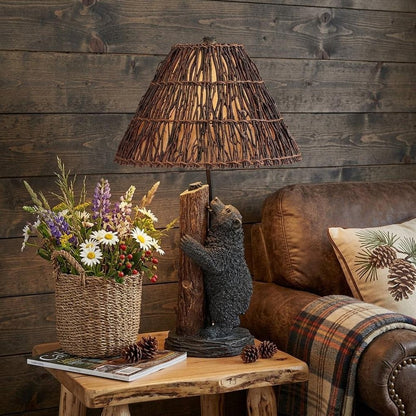 29" Gray Novelty Table Lamp With Brown Empire Shade HomeRoots