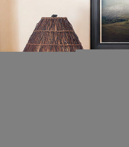 29" Gray Novelty Table Lamp With Brown Empire Shade HomeRoots