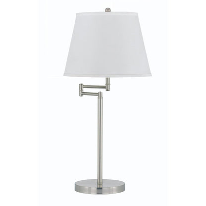 28" Nickel Metal Table Lamp With Off White Empire Shade HomeRoots