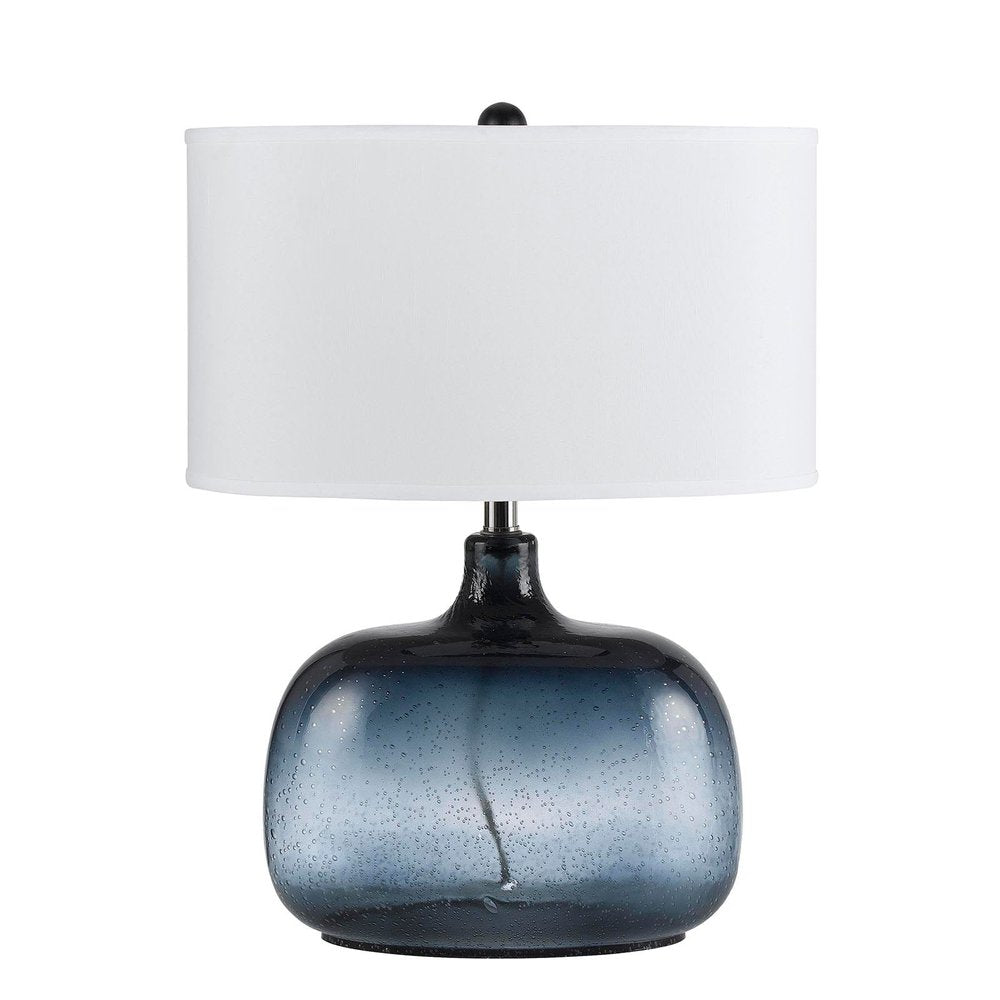 24" Dark Blue Glass Table Lamp With White Novelty Shade — view 1