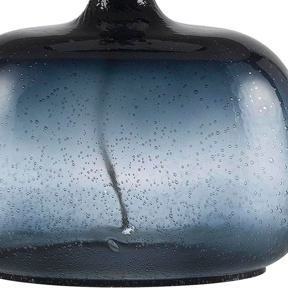 24" Dark Blue Glass Table Lamp With White Novelty Shade — view 3