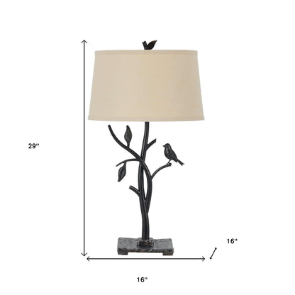 29" Tan Metal Table Lamp With Tan Empire Shade