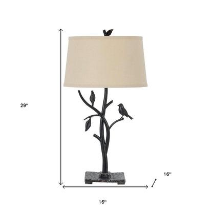 29" Black Birds On Branches Table Lamp With Empire Shade HomeRoots