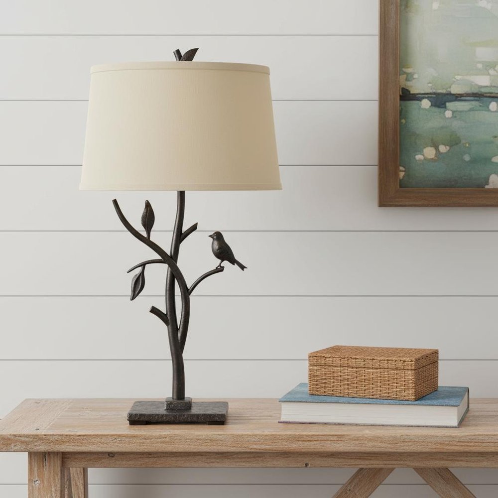 29" Black Birds On Branches Table Lamp With Empire Shade — view 4