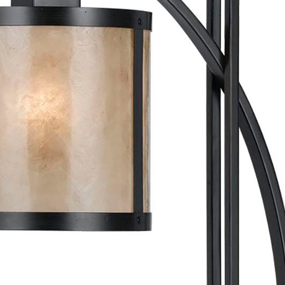 26" Black Metal Lantern Table Lamp With White Drum Shade HomeRoots