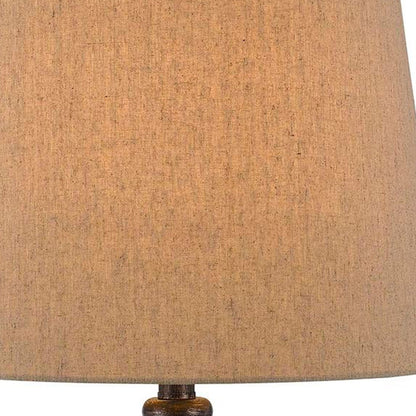 30" Brown Metal Two Light Table Lamp With Brown Empire Shade