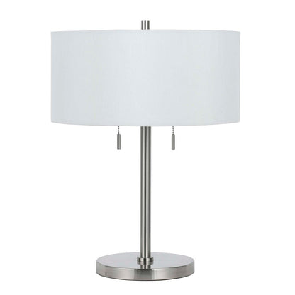 24" Nickel Metal Two Light Table Lamp With White Empire Shade HomeRoots