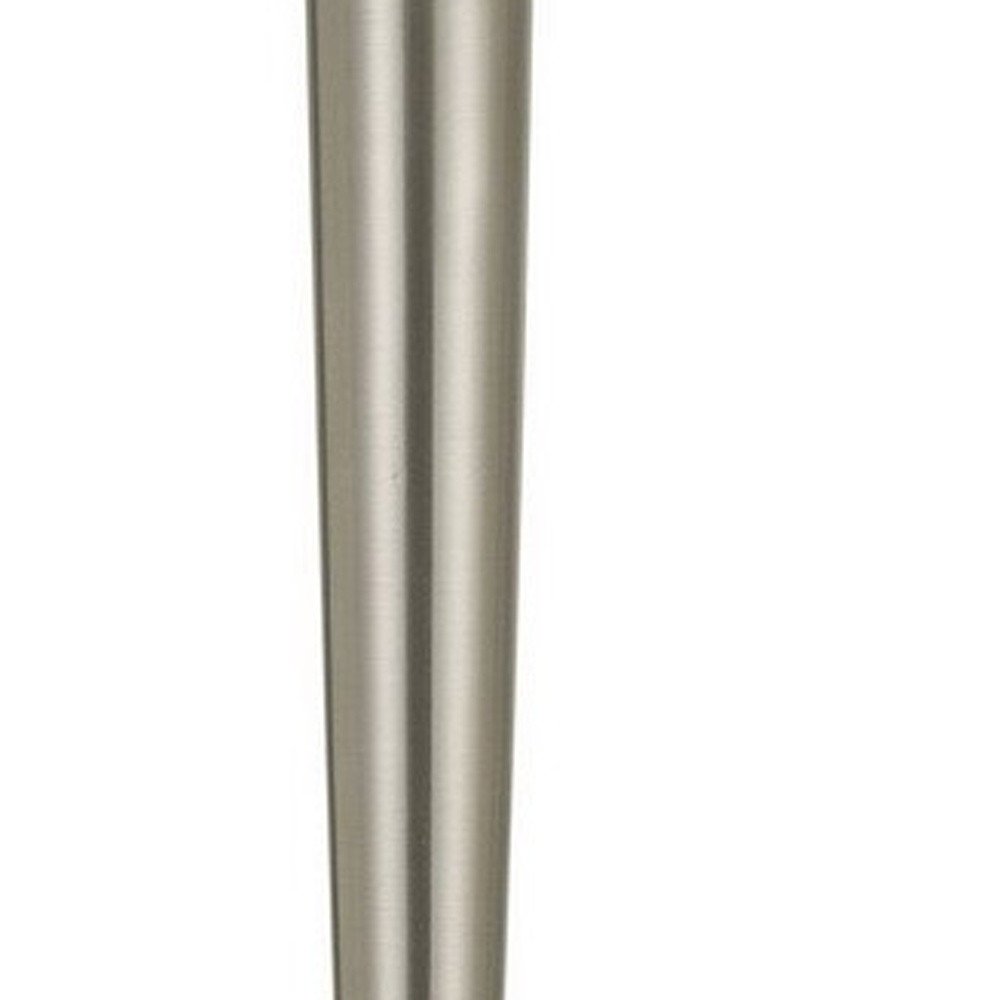 29" Nickel Metal Usb Table Lamp With Off White Empire Shade HomeRoots