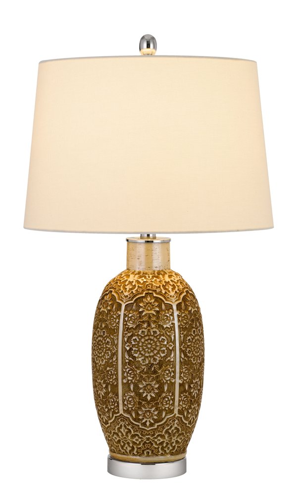 29" Brown Metal Table Lamp With Off White Empire Shade HomeRoots