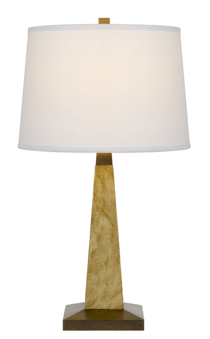 28" Brown Table Lamp With Off White Empire Shade