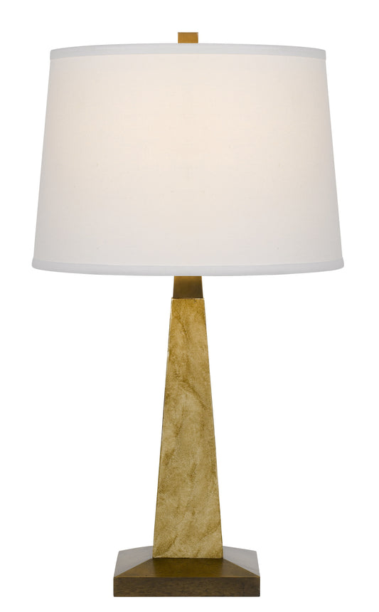 28" Brown Table Lamp With Off White Empire Shade