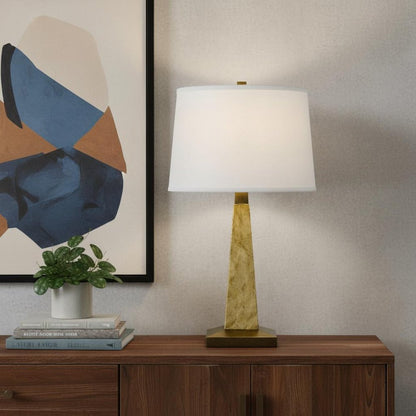 28" Brown Table Lamp With Off White Empire Shade HomeRoots