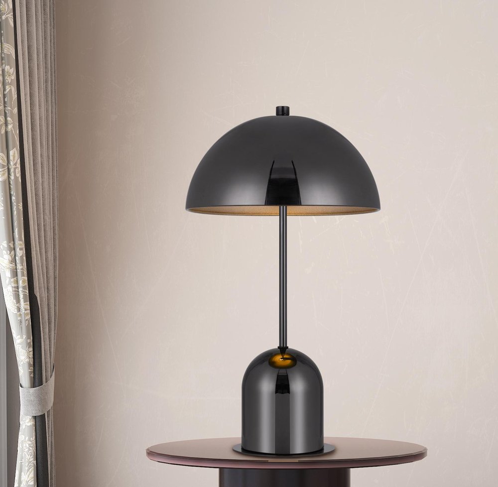 20" Gunmetal Dark Gray Desk Table Lamp With Half Dome Shade HomeRoots
