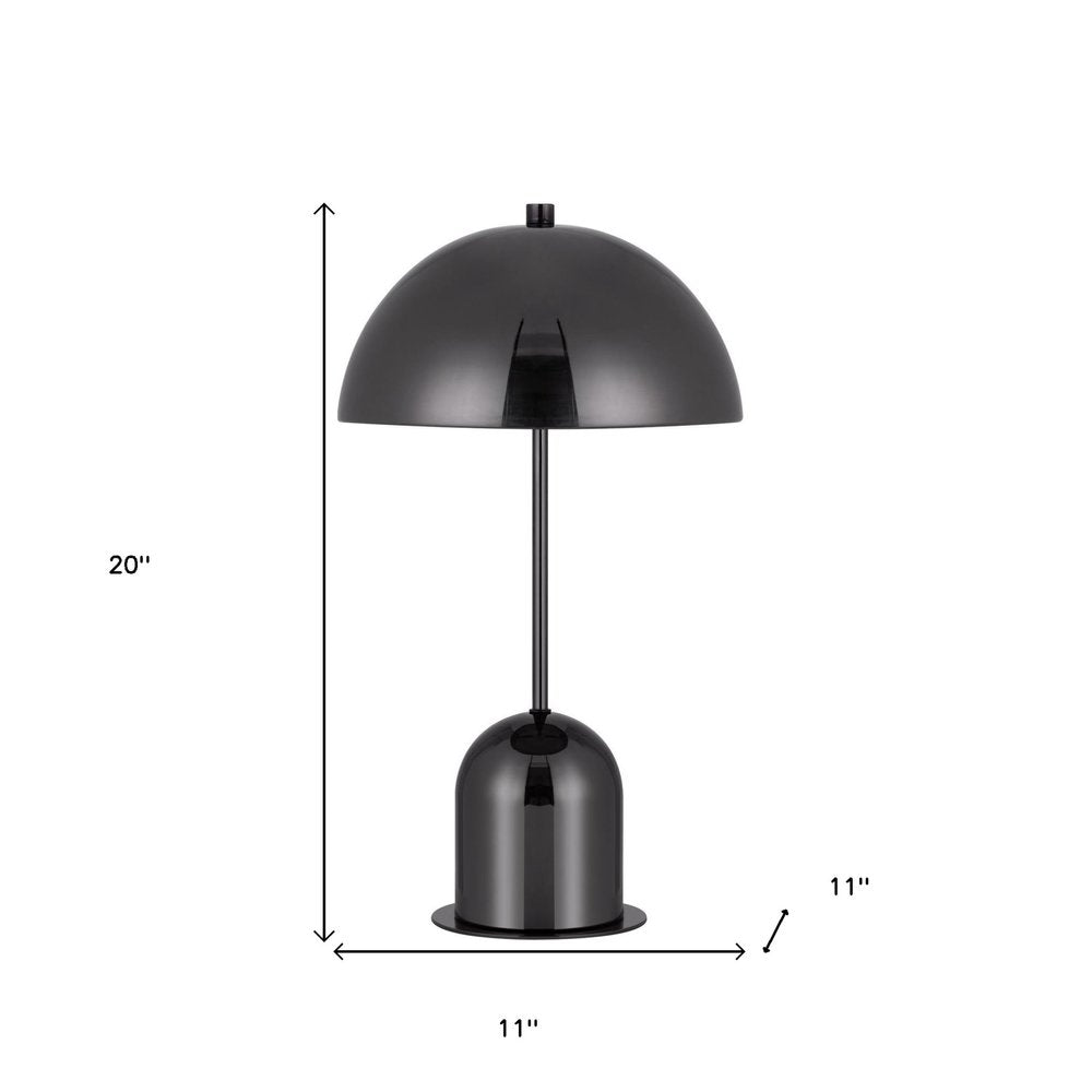20" Gunmetal Dark Gray Desk Table Lamp With Half Dome Shade HomeRoots