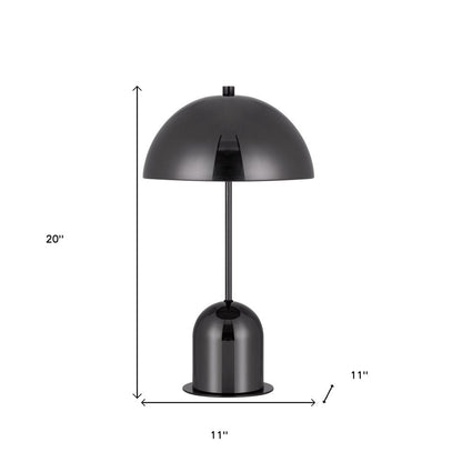20" Gunmetal Dark Gray Desk Table Lamp With Half Dome Shade HomeRoots