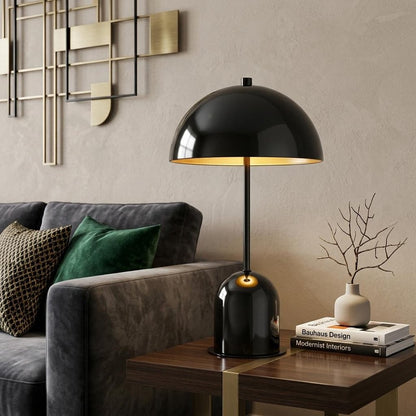 20" Gunmetal Dark Gray Desk Table Lamp With Half Dome Shade HomeRoots