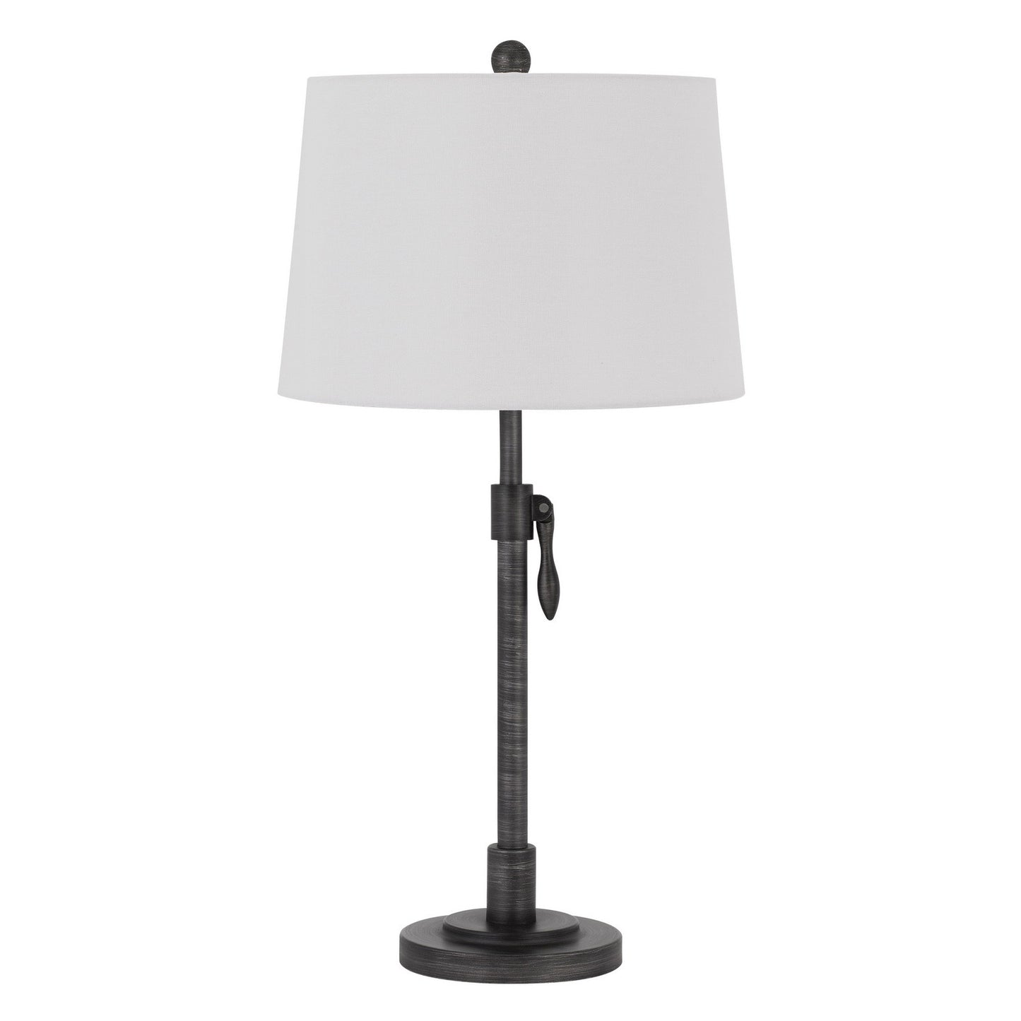 30" Silver Metal Adjustable Table Lamp With Off White Empire Shade