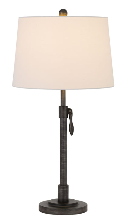 30" Silver Metal Adjustable Table Lamp With Off White Empire Shade