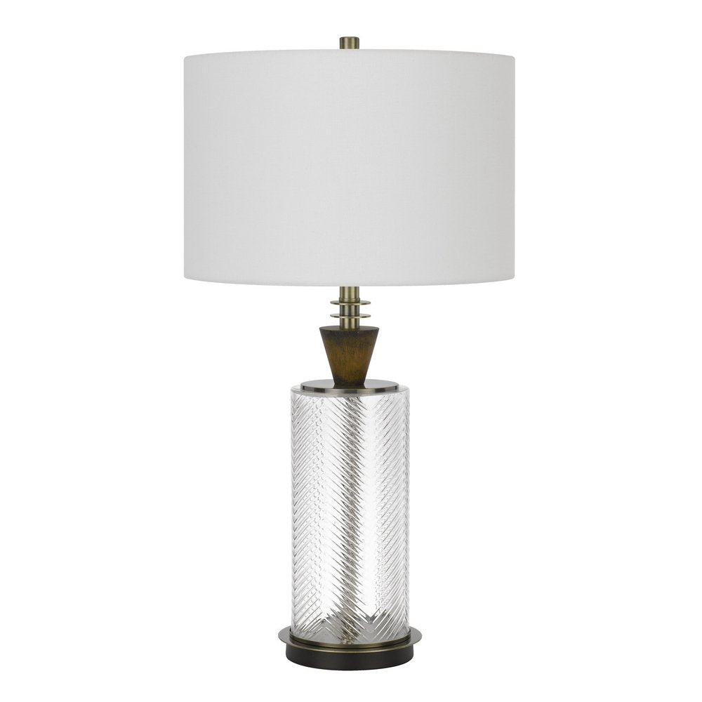 30" Clear Metal Table Lamp With White Empire Shade HomeRoots