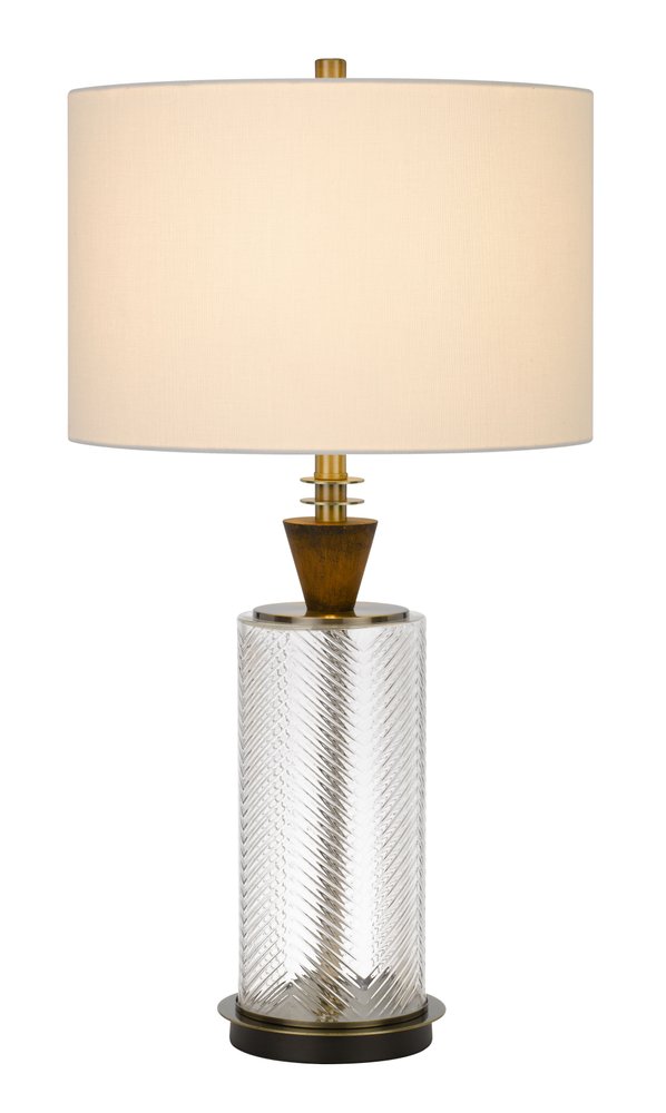 30" Clear Metal Table Lamp With White Empire Shade HomeRoots