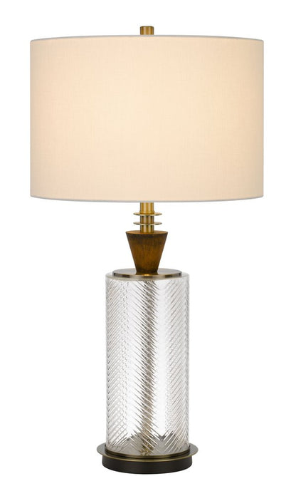 30" Clear Metal Table Lamp With White Empire Shade HomeRoots