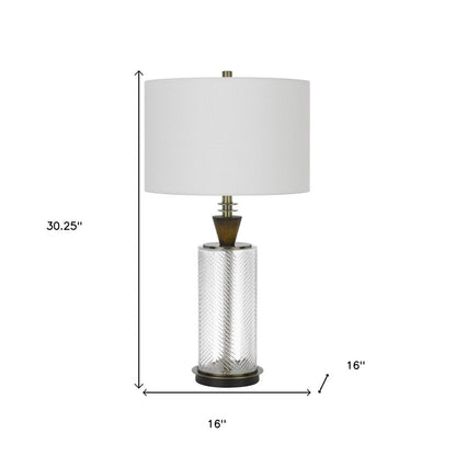 30" Clear Metal Table Lamp With White Empire Shade HomeRoots