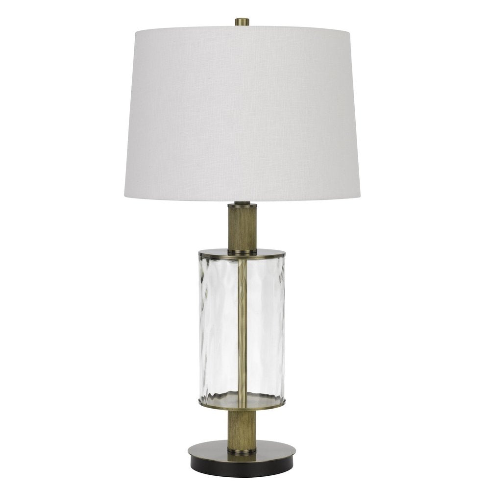 31" Clear Metal Table Lamp With White Empire Shade — view 1