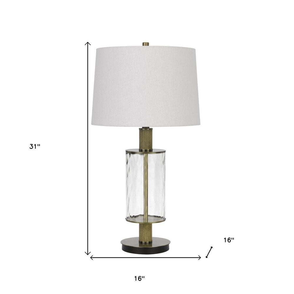 31" Clear Metal Table Lamp With White Empire Shade HomeRoots