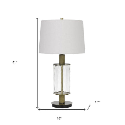 31" Clear Metal Table Lamp With White Empire Shade HomeRoots