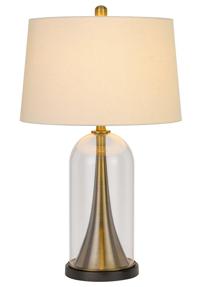 29" Clear Metal Table Lamp With White Empire Shade — view 2