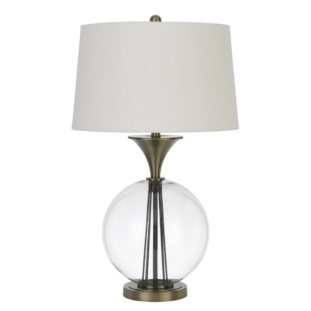 31" Bronze Metal Globe Table Lamp With White Empire Shade HomeRoots