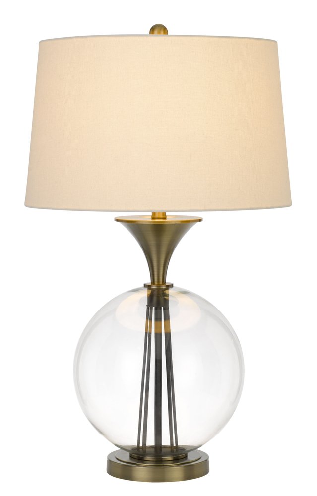 31" Bronze Metal Globe Table Lamp With White Empire Shade — view 2