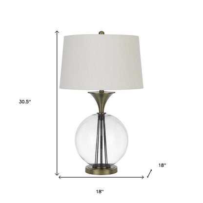 31" Bronze Metal Globe Table Lamp With White Empire Shade HomeRoots